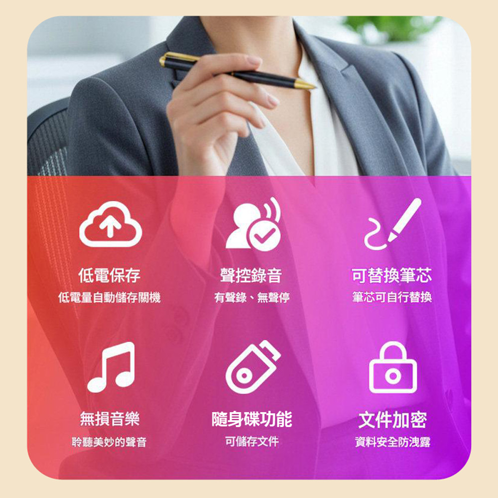 【Lenovo】B611 聯想邊寫字邊錄音隨身筆型智慧降噪錄音筆16G (Ai語音轉文字 一鍵錄音 聲控錄音 附線控耳機)