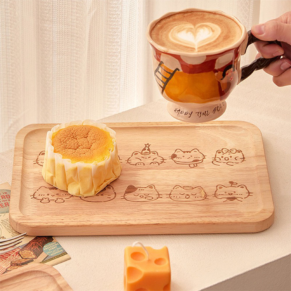 【JAR嚴選】卡通貓咪動物咖啡面包托盤-小款(預購14個工作天)