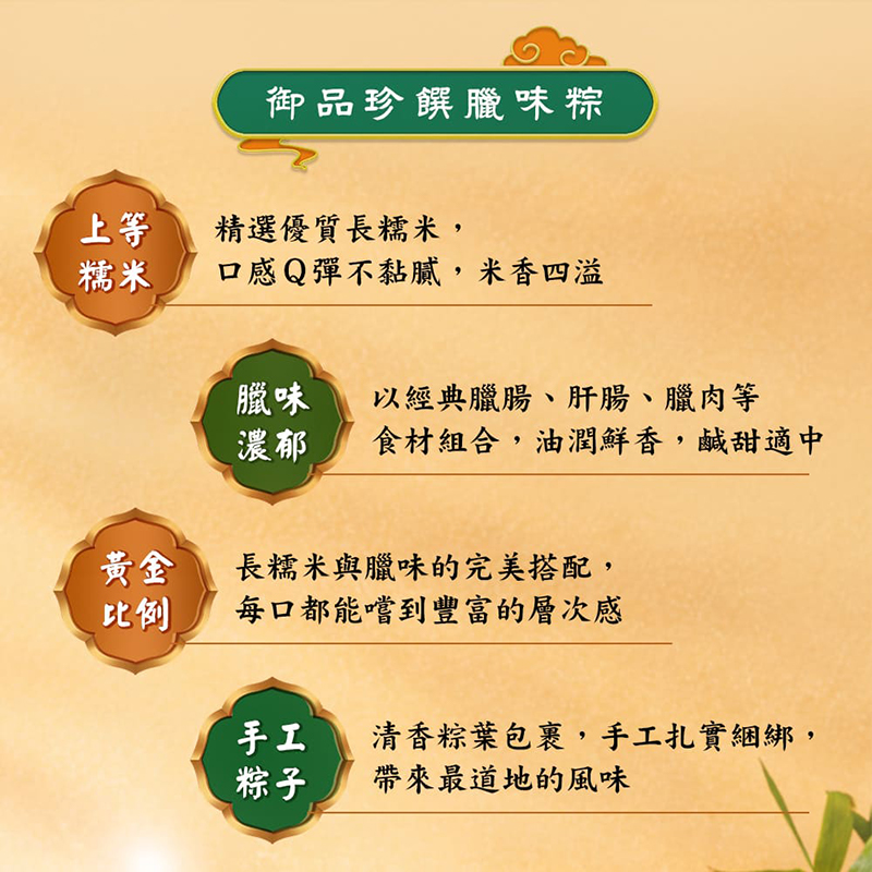 彭園&十味觀-御品臘味粽禮盒(4顆/盒)