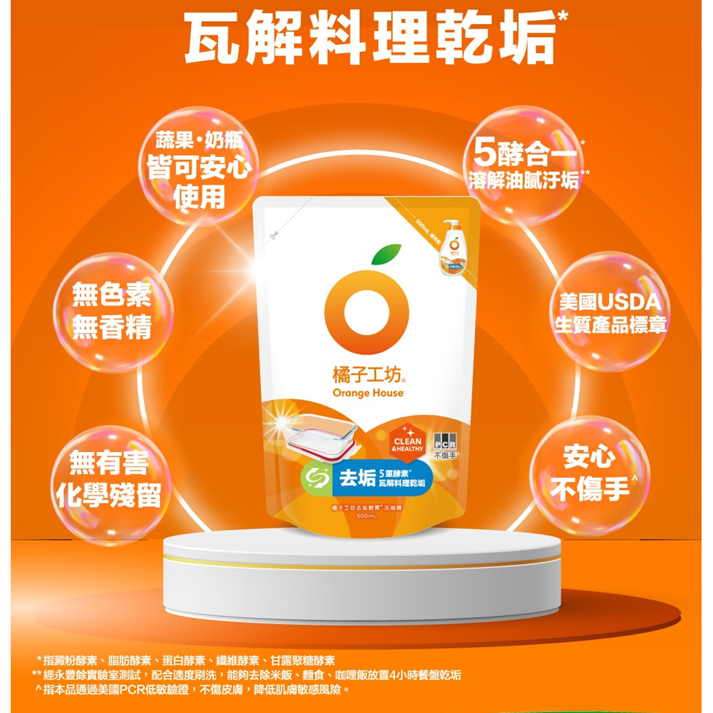 買六送六【橘子工坊】天然無香精制菌洗衣精1500ml 補充包x6包再贈去垢蔬果碗盤洗碗精500mlx6包-限量超值優惠組