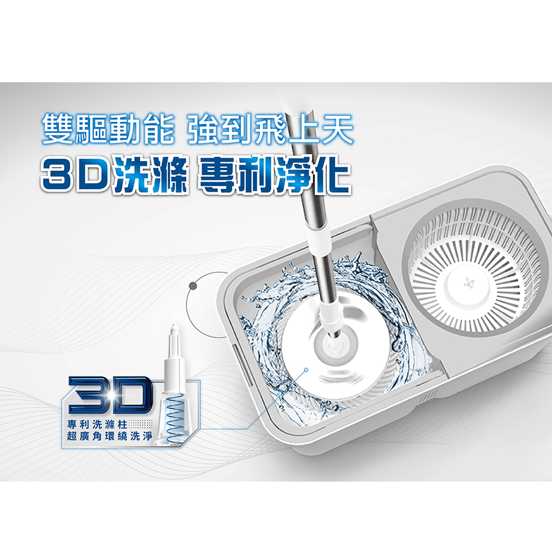 好神拖 省力雙渦輪手壓旋轉拖把組 (1拖1桶共1布)