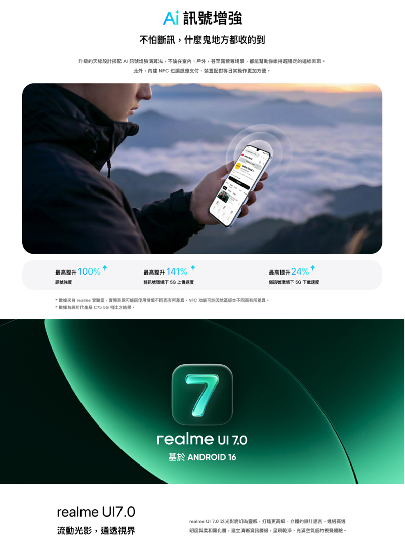 realme C100 5G (4G+128G) 6.8吋智慧手機-贈掛繩+韓版包+指環支架+噴劑