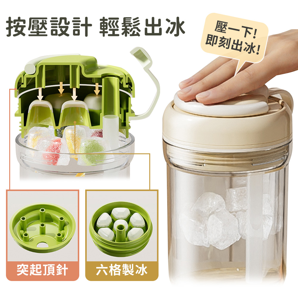 三合一便攜按壓帶吸管冰格杯(520ml)