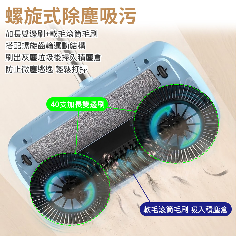 二合一手推式清潔掃拖機(二布)