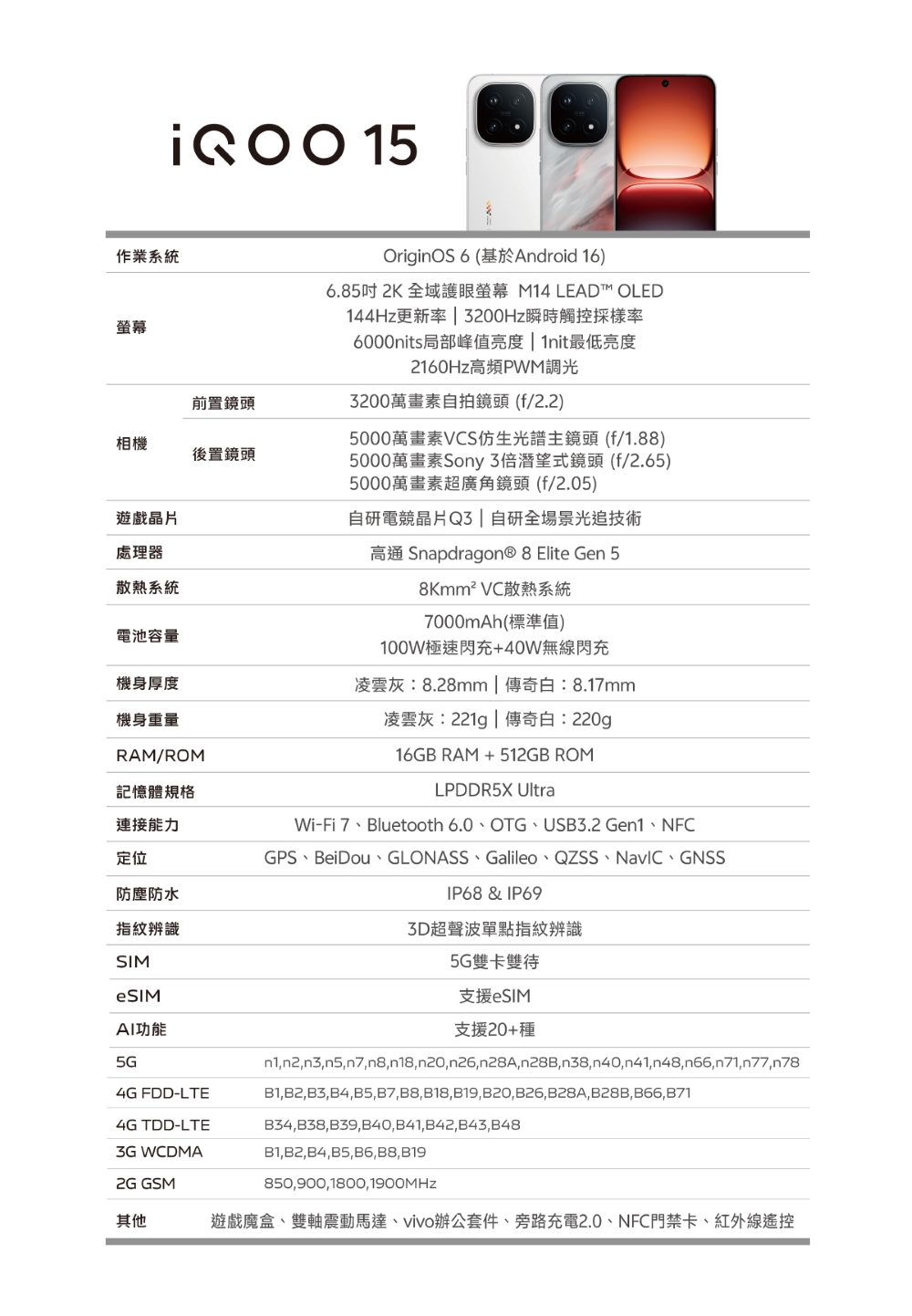 [iQOO] 15 (16G/512G) 6.85吋 5G智慧型手機