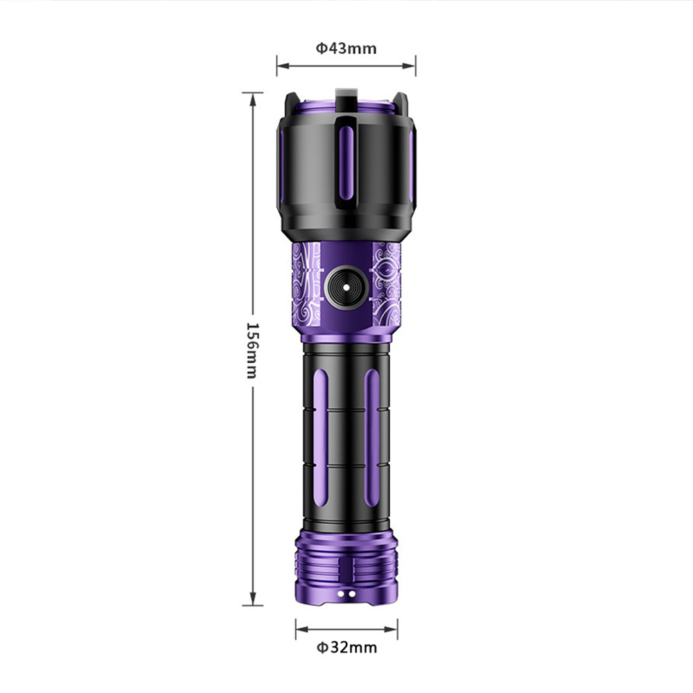 SF-2019J 天火麒麟超亮強光雷射燈+透鏡聚光應急點火 伸縮變焦聚光散光遠射照明手電筒(6檔調光)