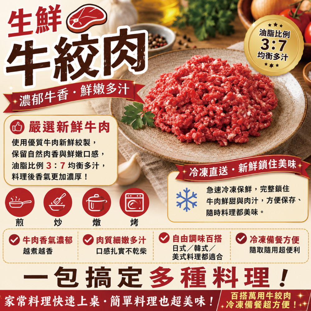 【約克街肉鋪】純牛肉 草飼背肩牛絞肉