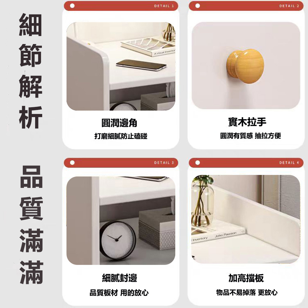 【E家工廠】雙抽床頭櫃 簡易床邊櫃 雙抽床邊桌 小型邊桌 抽屜櫃 049