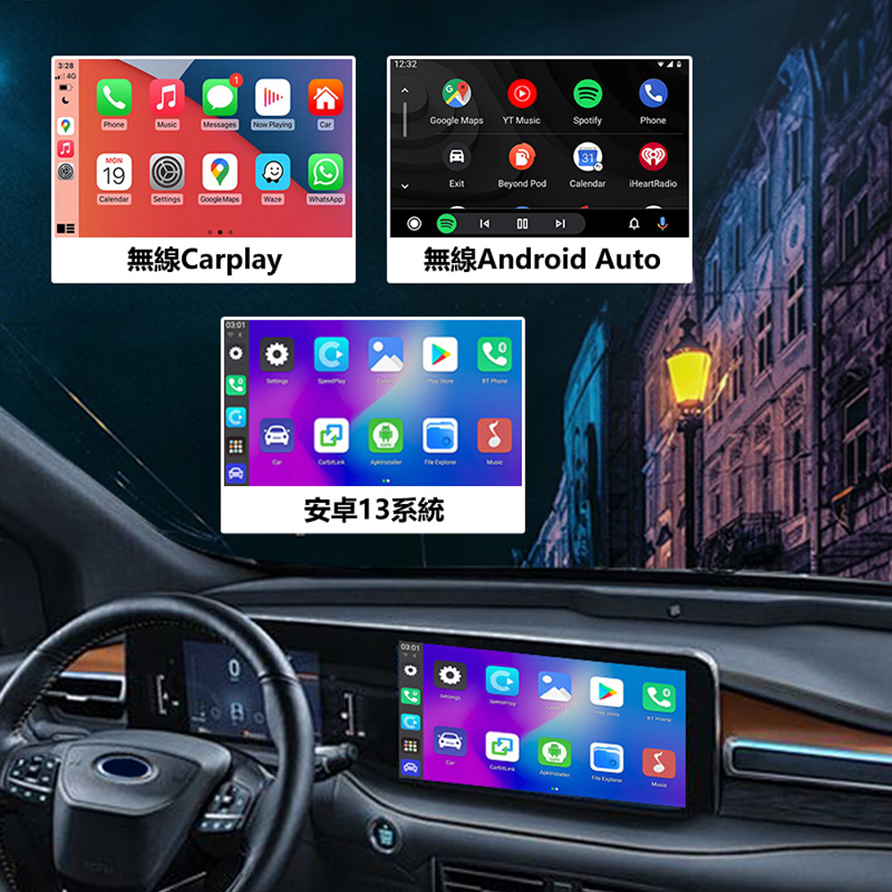 CA-AP3 可插TF卡 蘋果Carplay／Android Auto／安卓系統三合一車機有線轉無線車載盒子
