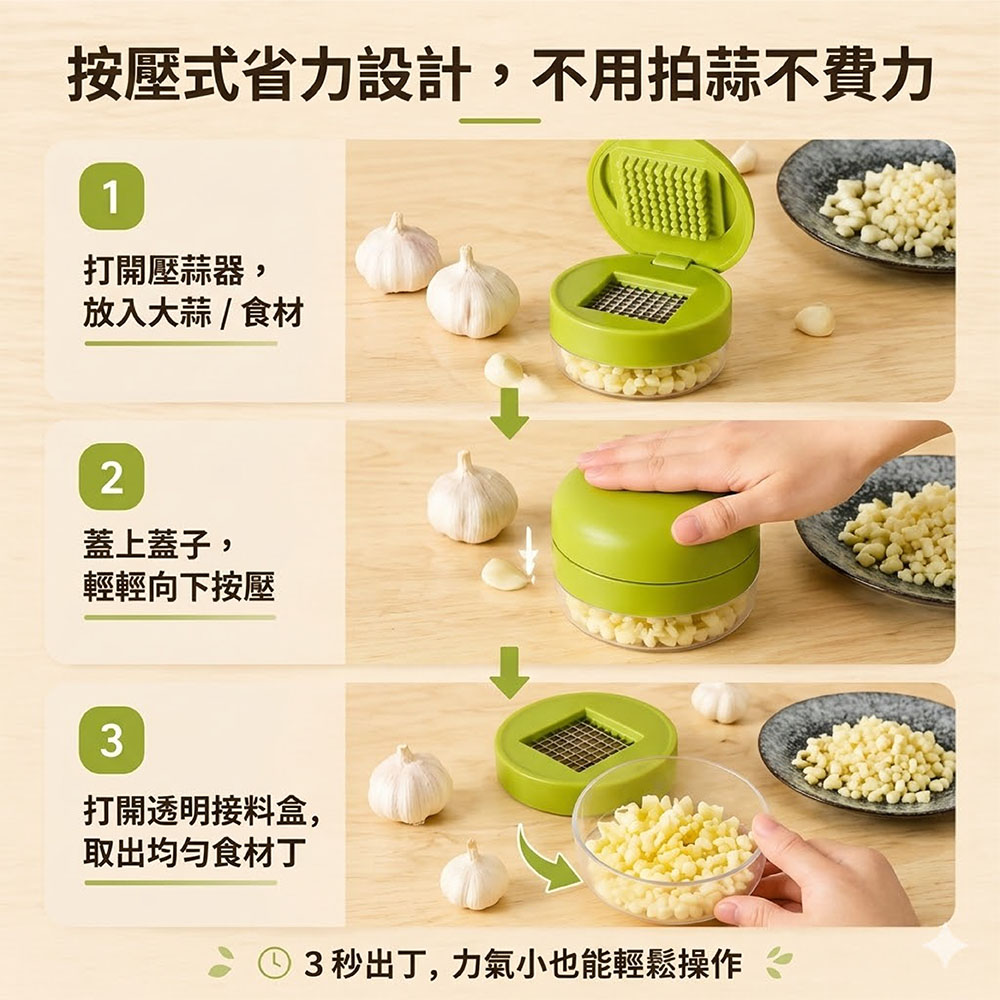 【JAR嚴選】多功能按壓式不鏽鋼碎丁器(預購14個工作天)