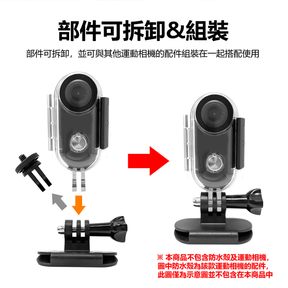 Shot-B1 運動相機第一人稱攝影 夾式可拆卸轉接底座(適用多款GoPro/相機/攝影機 1/4螺絲轉接頭)