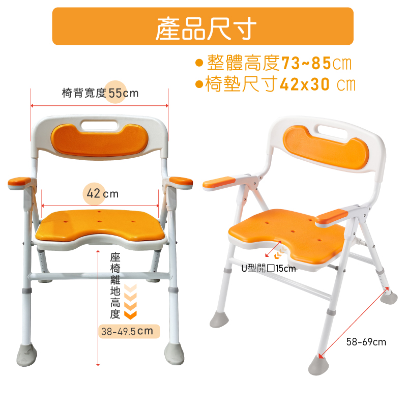 【Sunlus】三樂事穩固輕折U型洗澡椅 SP5613