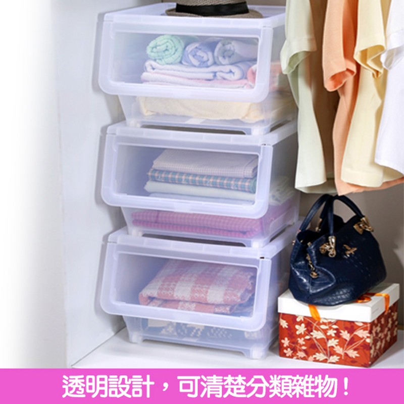 超大可疊直取式透明收納箱(38L)