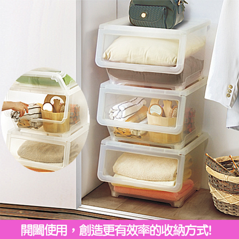 超大可疊直取式透明收納箱(38L)