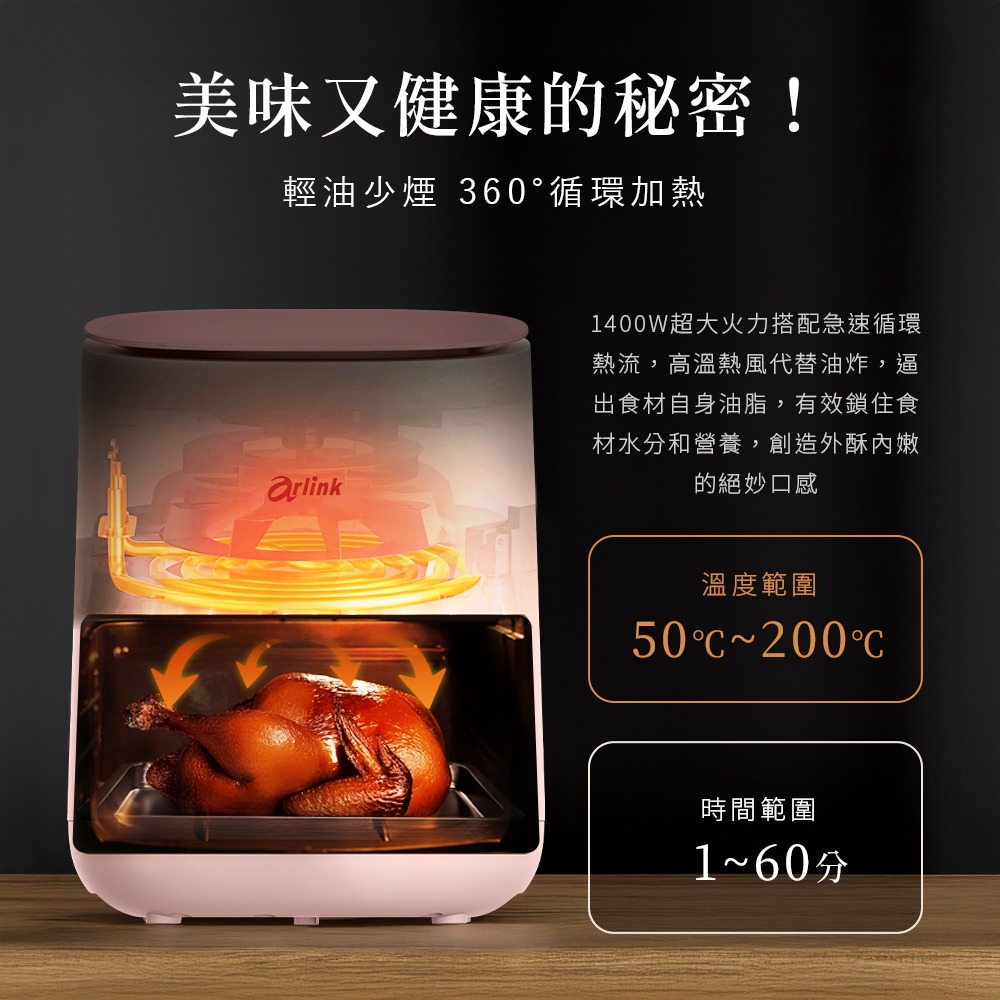 小白同學/小粉學妹電子觸控氣炸鍋 一鍵8大菜單/50℃解凍/高效省時/SGS無毒/美型不占空間/低卡減脂