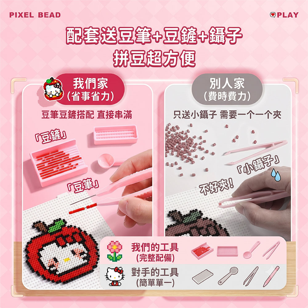 【JAR嚴選】DIY炫彩2.6mm融合益智拼豆全套升級版材料工具包組(預購14個工作天)