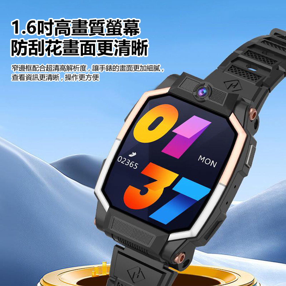 CW-H13 可插5G-SIM卡視訊通話定位翻蓋360度旋轉可拆式前後雙鏡頭拍攝兒童手錶 附掛脖繩錶頭保護套