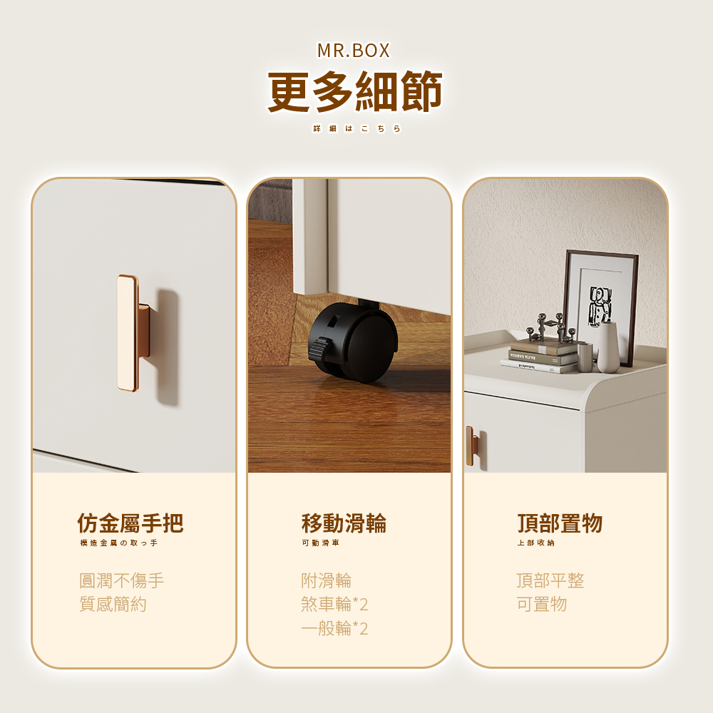【Mr.box】45面寬/60面寬-仿木加厚日系質感5層/6層收納抽屜櫃-附移動滑輪(白色)
