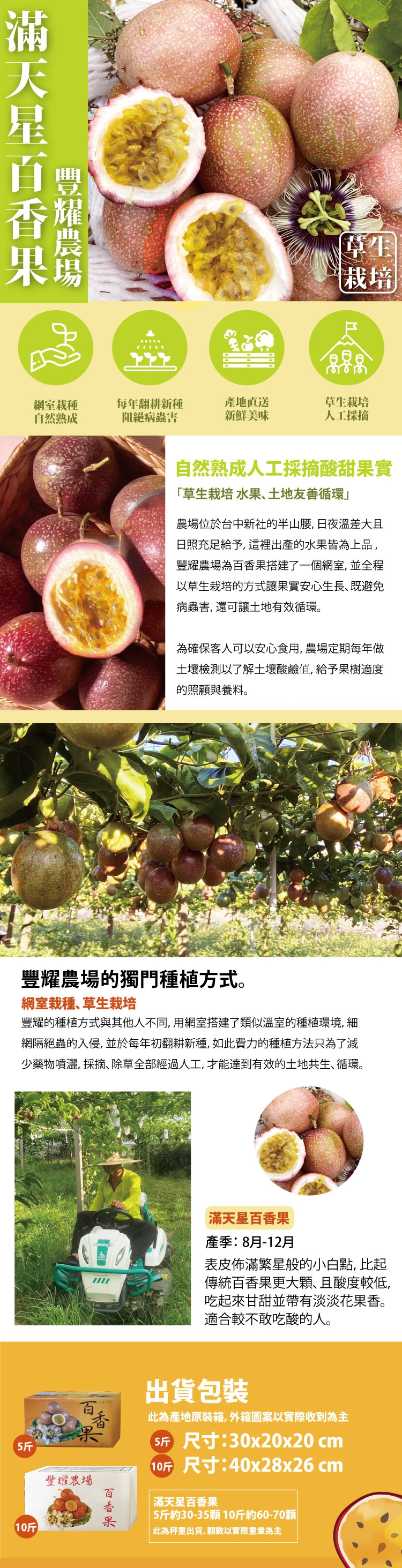 【十翼饌選果】豐耀農場 滿天星百香果5台斤x1箱(網室栽種/草生栽培/產地直送)