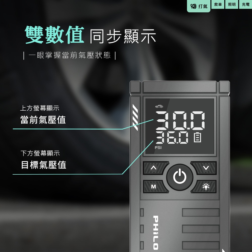 PHILO_飛樂 行車救援王Q12se 救車打氣多功能機 精選版
