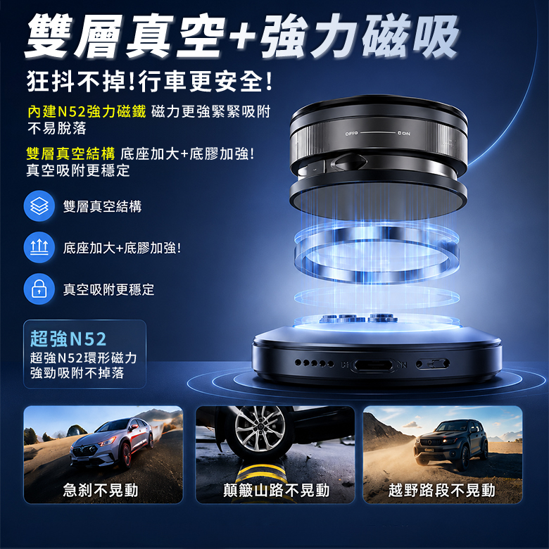 360度真空吸盤磁吸手機支架