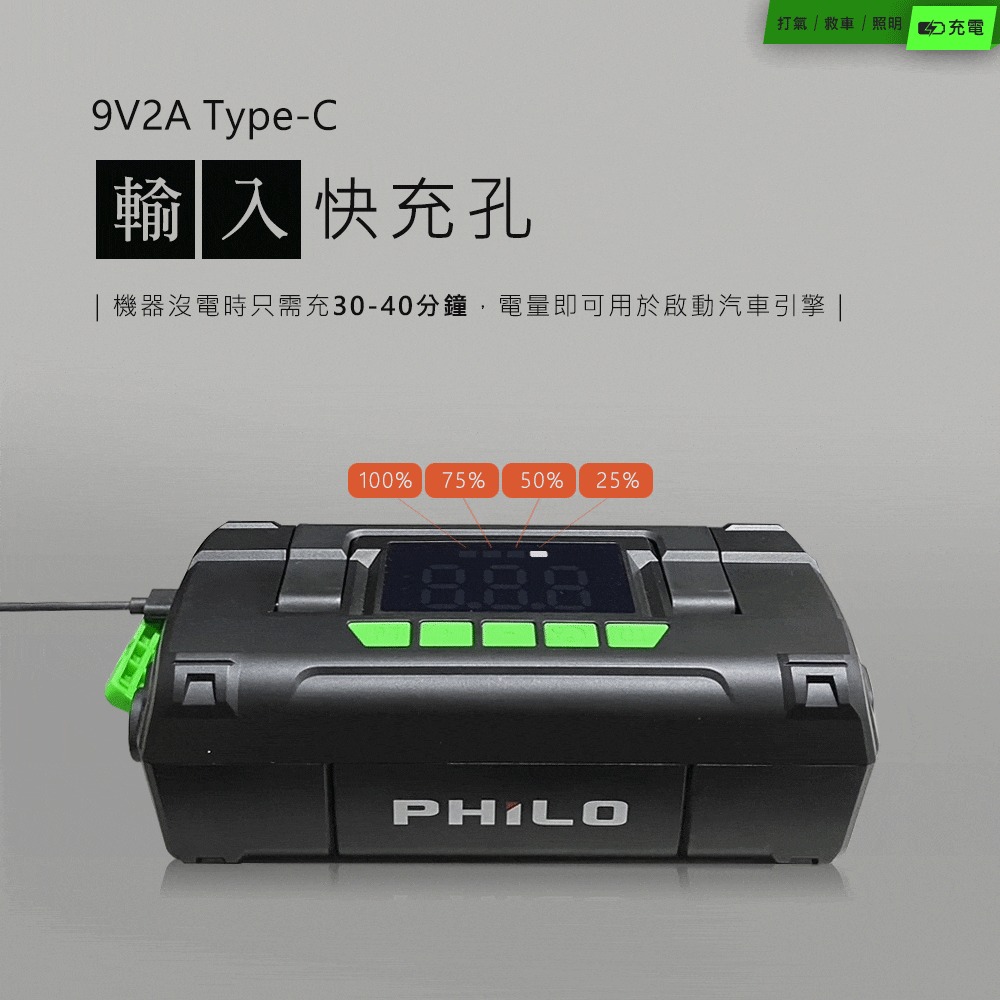 PHILO_飛樂 STP70 行車救援王 首創 救車打氣多功能機 旗艦版