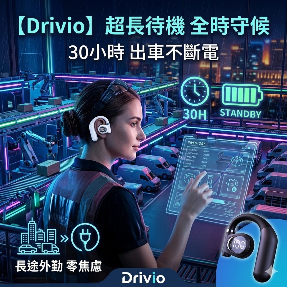 【Drivio】通話用單耳骨傳導藍牙耳機 開車不漏接 30小時待機