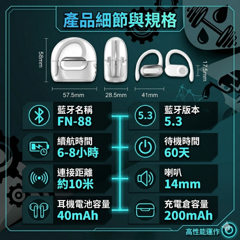【FitLoop】開放掛耳式健身運動耳機 重訓跳繩不脫落 親膚防汗
