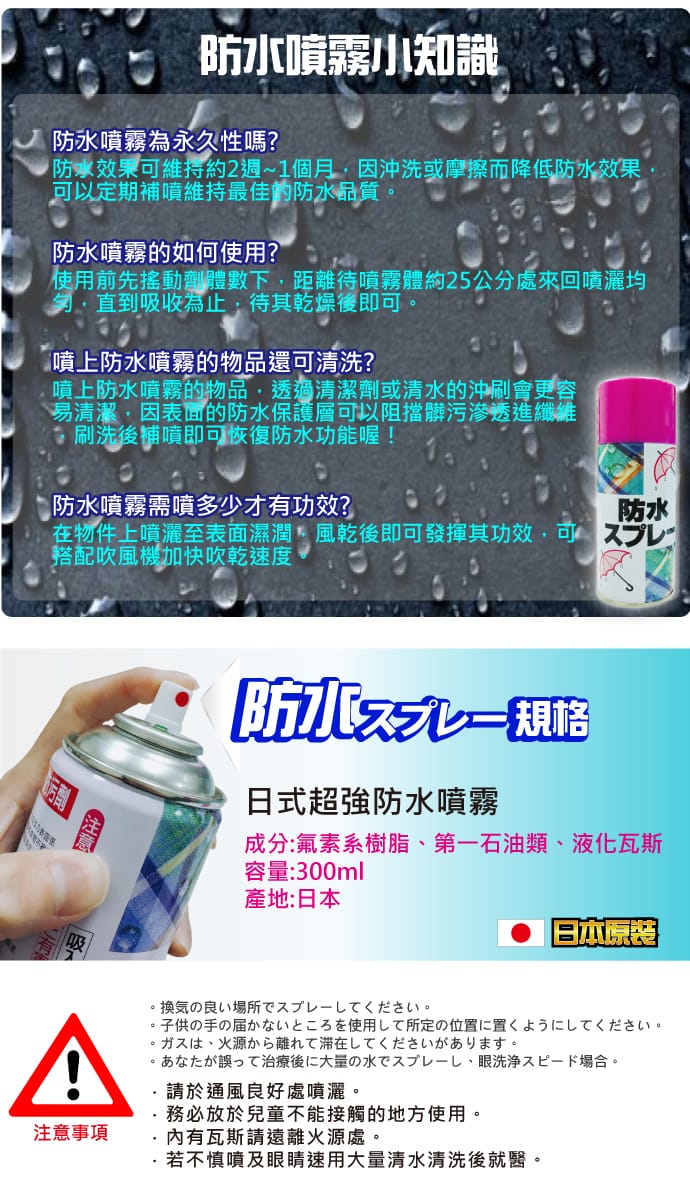 日本原裝超強皮革布料防水防污噴霧(300ml/入)