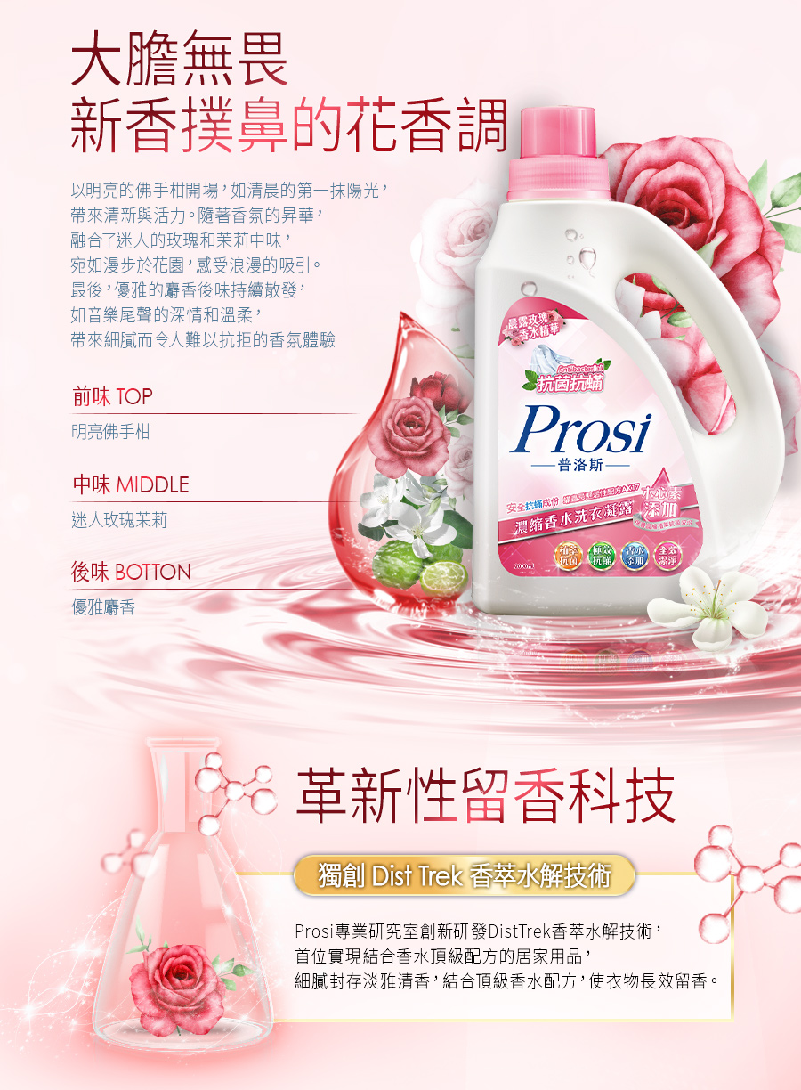 【Prosi普洛斯】抗菌抗蟎濃縮香水洗衣凝露 (瓶加補充包組) 260724
