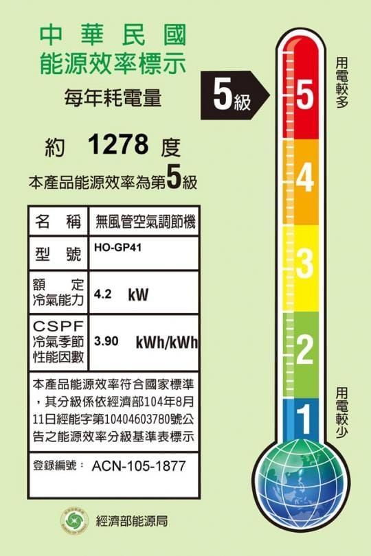 【HERAN 禾聯】5-7坪 R32五級變頻單冷分離式HI-GP41+HO-GP41