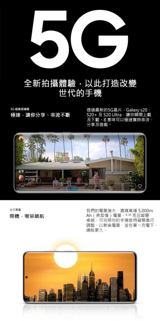 Samsung Galaxy S20 Ultra 5G 6.9吋防水雙卡機