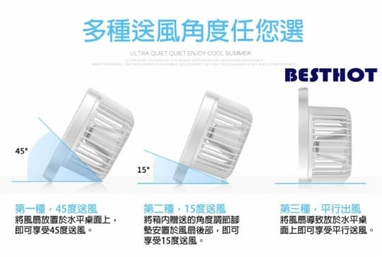 【BESTHOT】7吋強勁靜音四葉風扇(USB靜音風扇 桌上型風扇 台扇小風扇)