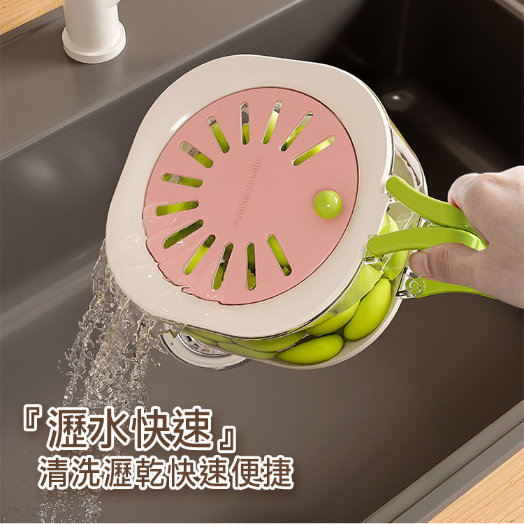 【Mega】馬卡龍多功能蔬果旋轉瀝水盒 瀝水籃 蔬果籃 瀝水盆 生菜