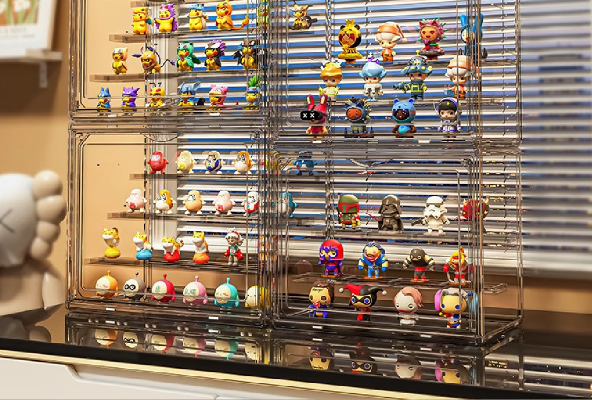 全透明階梯公仔玩具展示盒(30x17.9x24.6cm) 收納盒 壓克力盒 盲盒