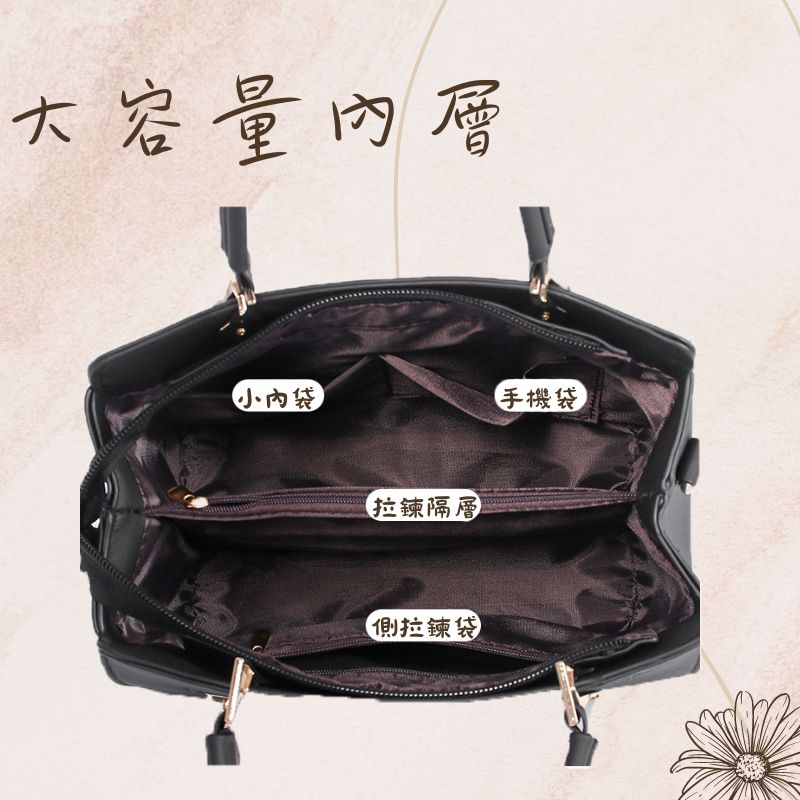 韓系時尚通勤簡約大容量多格層手提肩背包 托特包 5色 斜背包