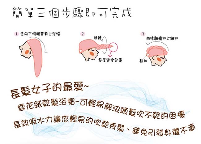 【金德恩】雪花絨吸水浴帽/多色可選 GS00875系列