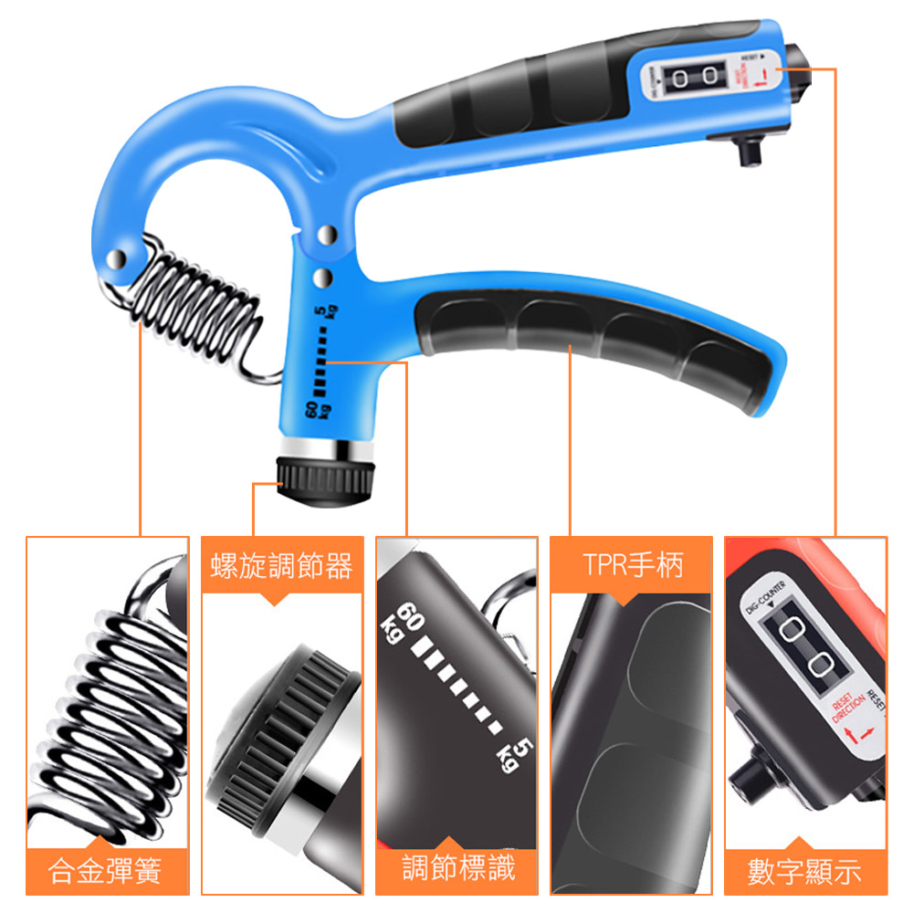 可調計數握力器 5-60kg自由調節 握力器 握力 腕力 握力訓練器 手腕訓練