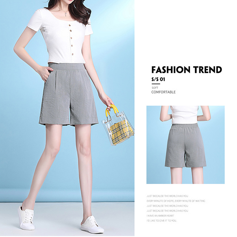 M-XXL日韓質感修身顯瘦涼爽輕薄短褲 冰絲褲 休閒褲 透氣鬆緊腰設計