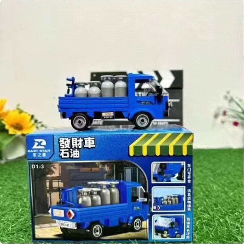 原創積木模型車小貨卡發財車 四款任選 (石油/土窯雞/修理紗窗紗門/夾娃娃機)
