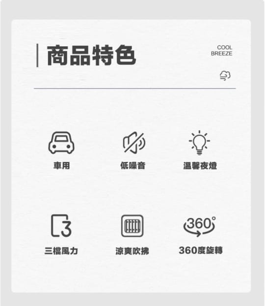 360度旋轉車用風扇HL-F829