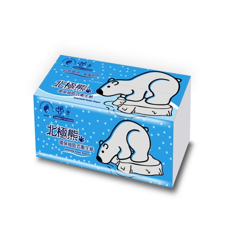 《北極熊》環保抽取式衛生紙100抽x72包/箱 B610