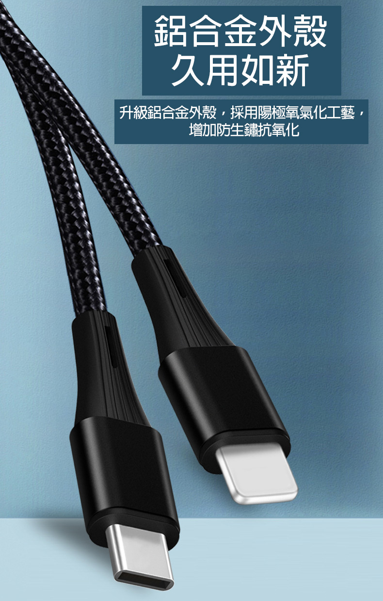 【京太陽】PD款充電線 1米/2米 (蘋果/Type-C)