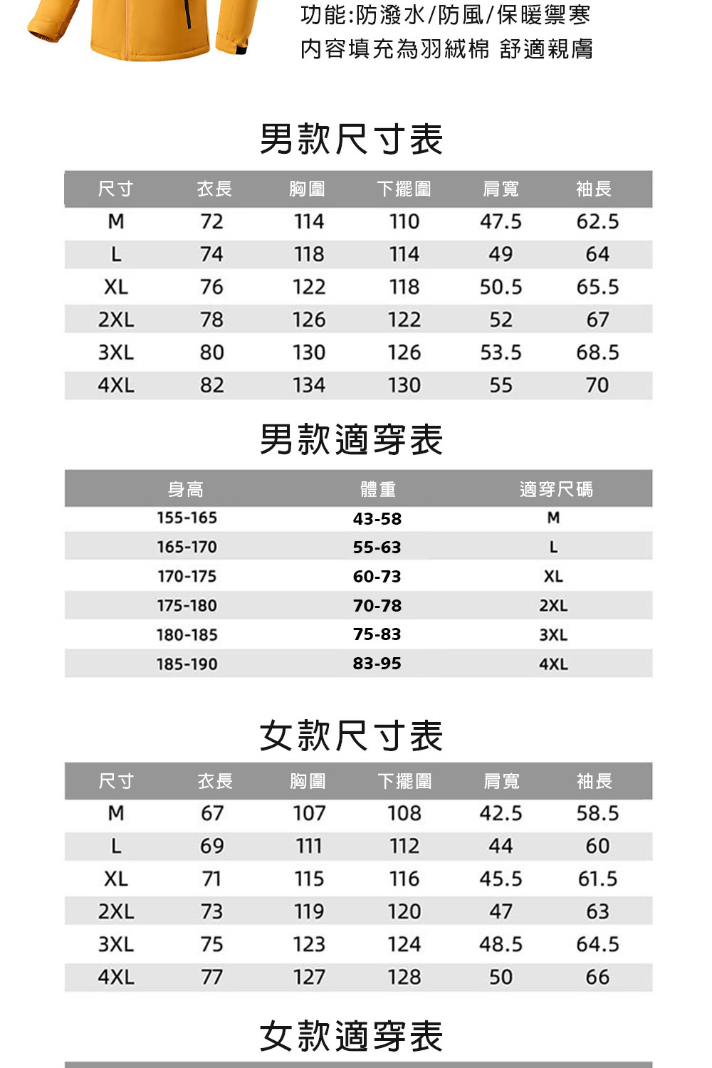 極地禦寒科技蓄熱棉衝鋒外套 大尺碼衝鋒外套 禦寒保暖 M-4XL
