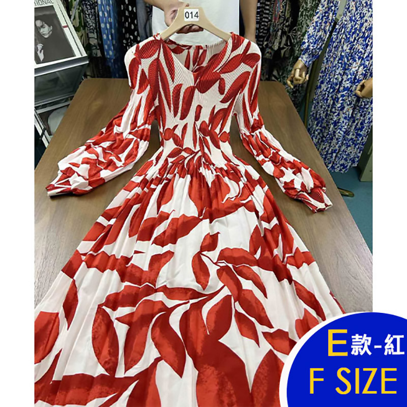 韓國新款長袖三宅風壓褶洋裝 多款任選 