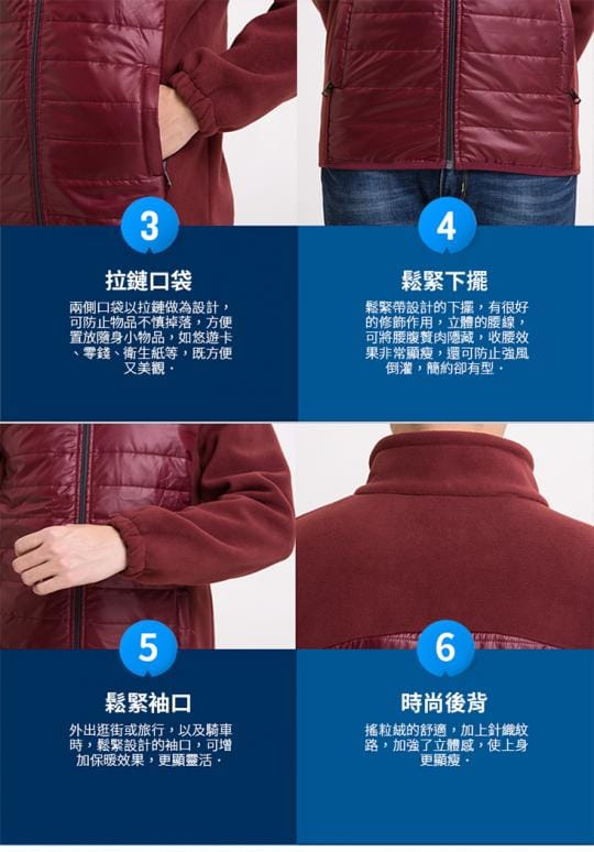 【EHD 宜紅】外套 夾克 保暖 輕量羽絨搖粒絨保暖外套