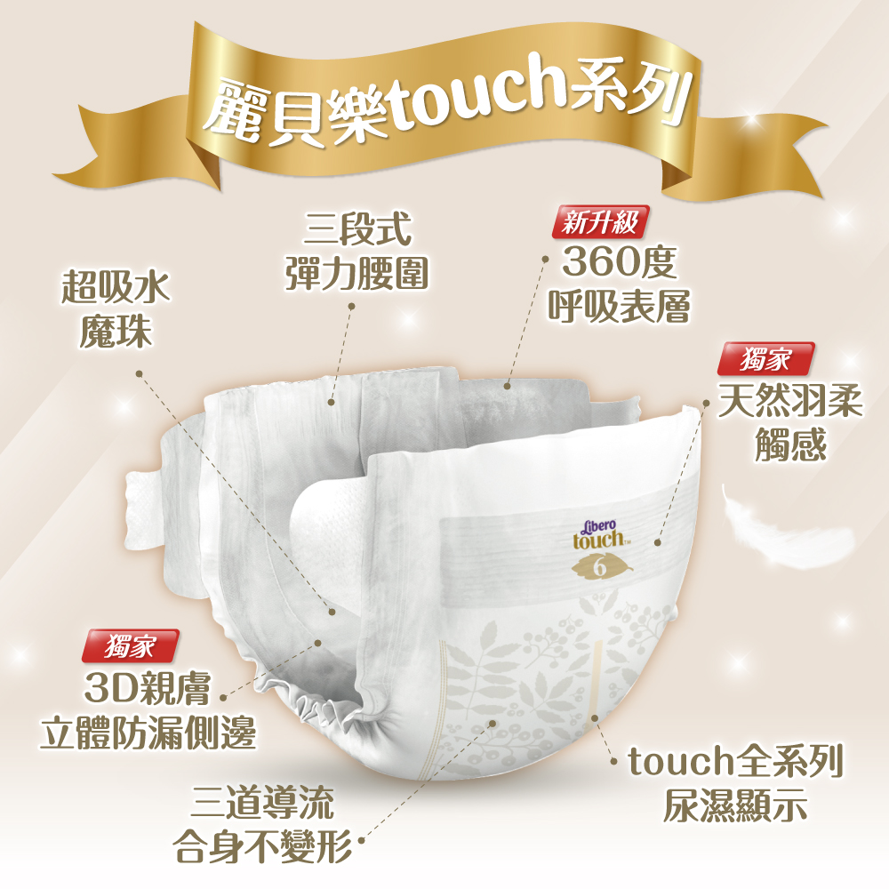 【麗貝樂】TOUCH黏貼型紙尿褲/尿布(NB/S/M/L/XL/XXL)