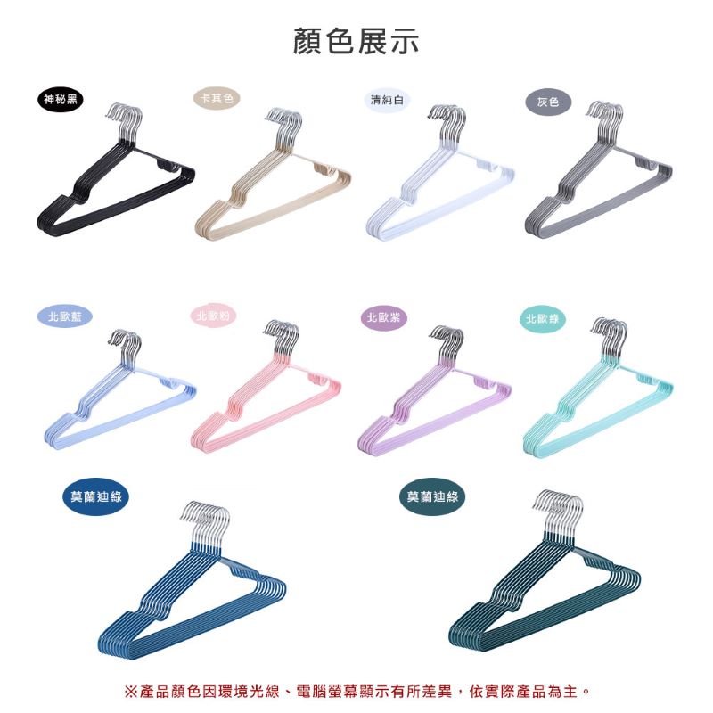 北歐風加粗加厚不鏽鋼防滑衣架 曬衣架 止滑衣架 (多色任選)