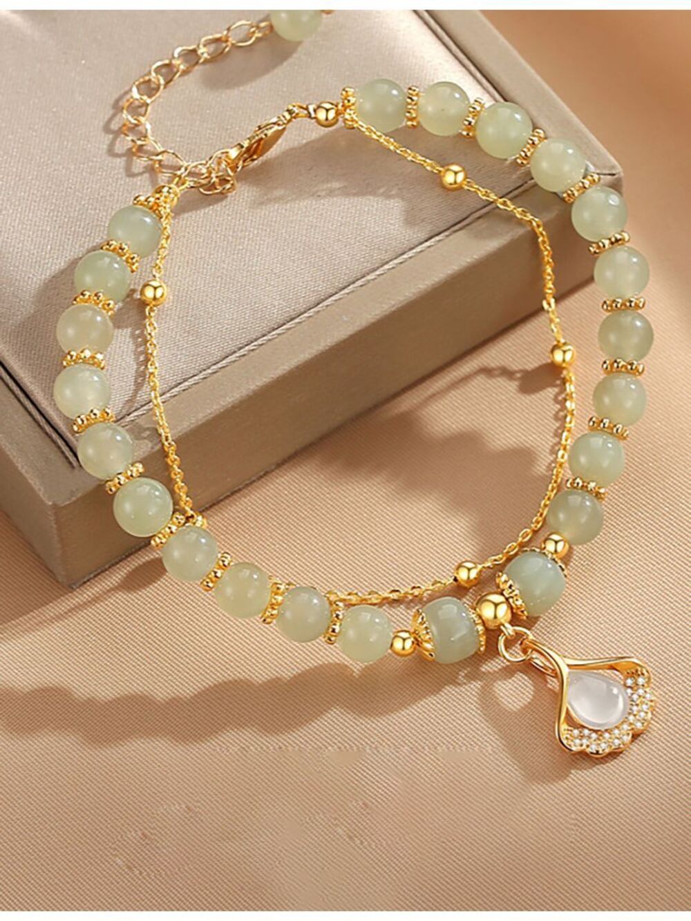 【杏和田】杏葉和田玉國風手鍊 情人節禮物 