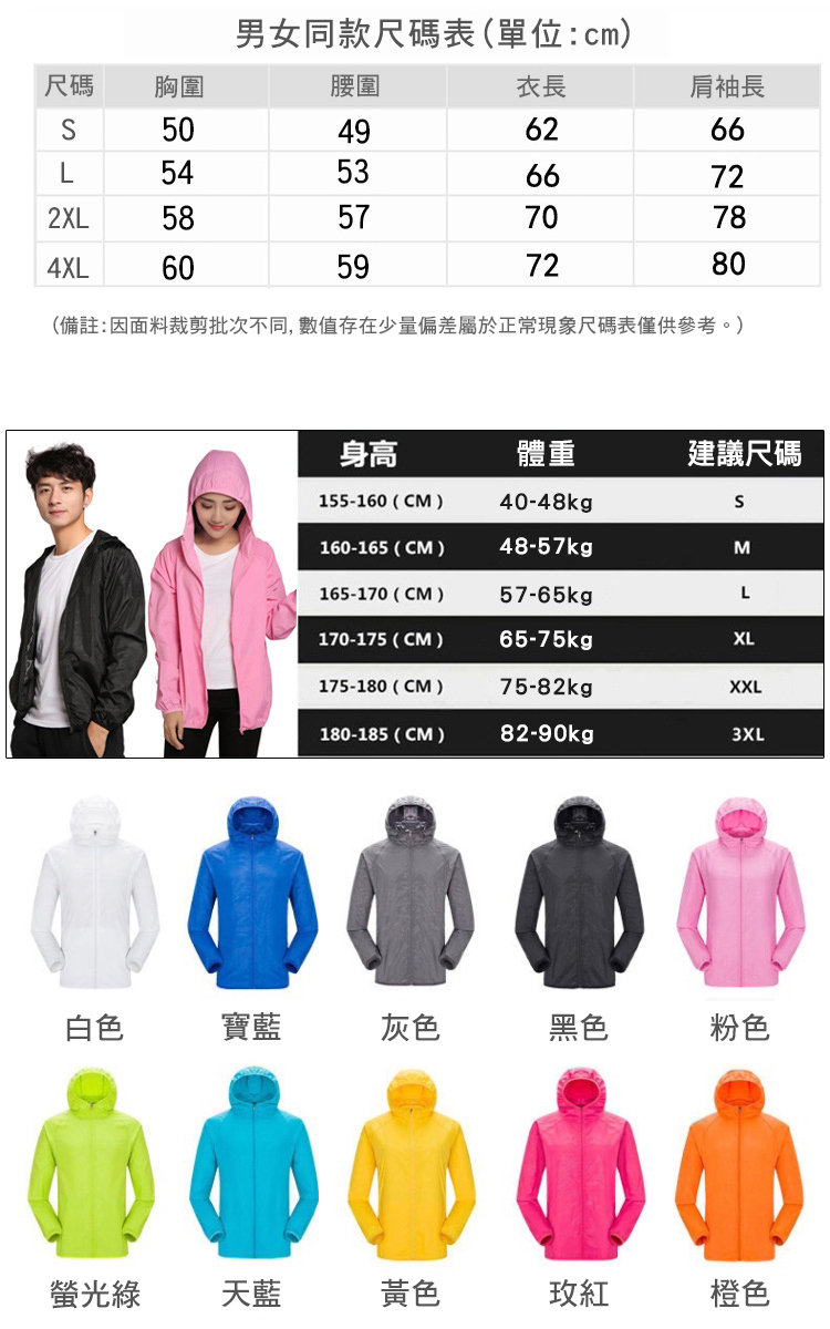 輕薄防風透氣涼爽防曬外套 S-4XL 附收納袋 10色 風衣外套